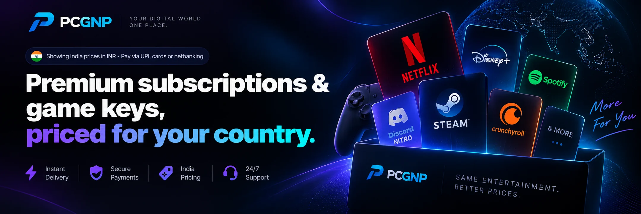 Premium subscriptions & game keys, priced for your country.